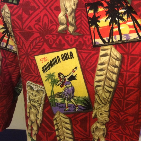 Vintage Hawaiian Hula Mens Hawaiian Shirt made in Hawaii size medium made in USA - Picture 3 of 10